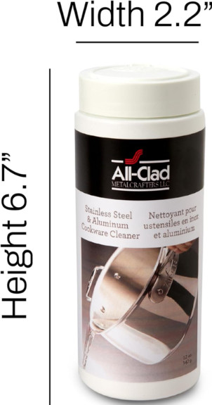 All-Clad Cookware Cleaner Powder Polish Stainless Steel Pots Pans 12oz Canister