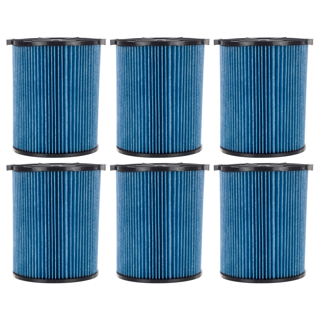6 Pack 3-Layer Cartridge Filters #72952 for RIDGID VF5000 5-20 Gal Wet Dry Vacs