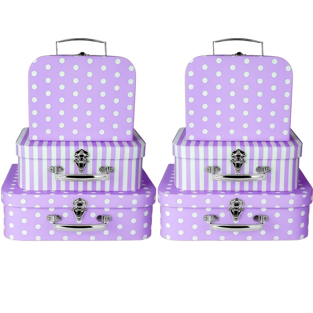 3/6 Pack Vintage Floral Dot Storage Boxes with Lids Handles
