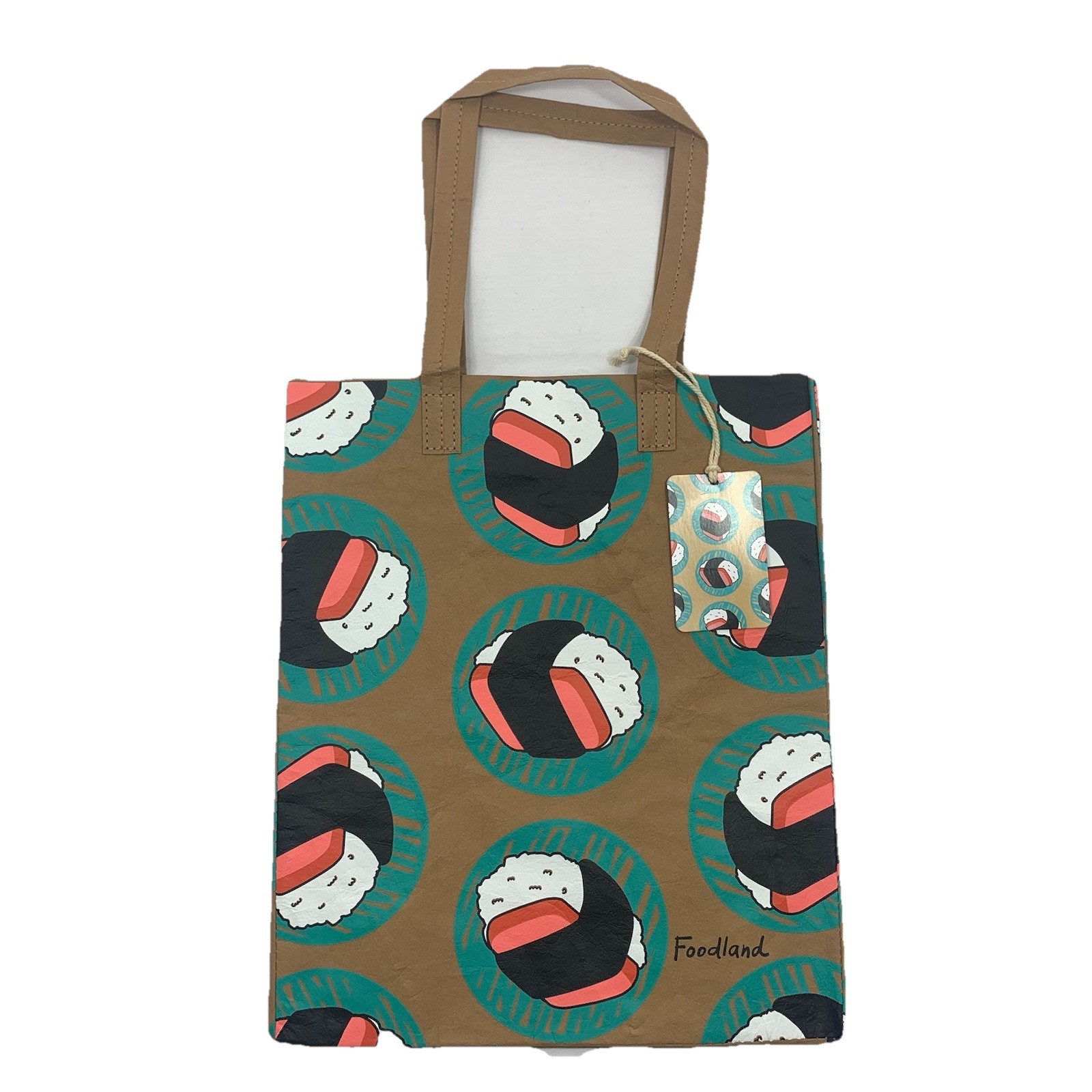 Fun Musubi Hawai’i Foodland Reusable Washable Grocery Tote Bag, 14”x12”x7”