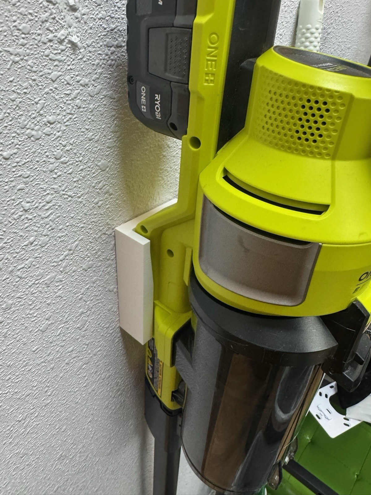 Wall Mount Holder for Ryobi ONE+ HP Vacuum, White Plastic Bracket