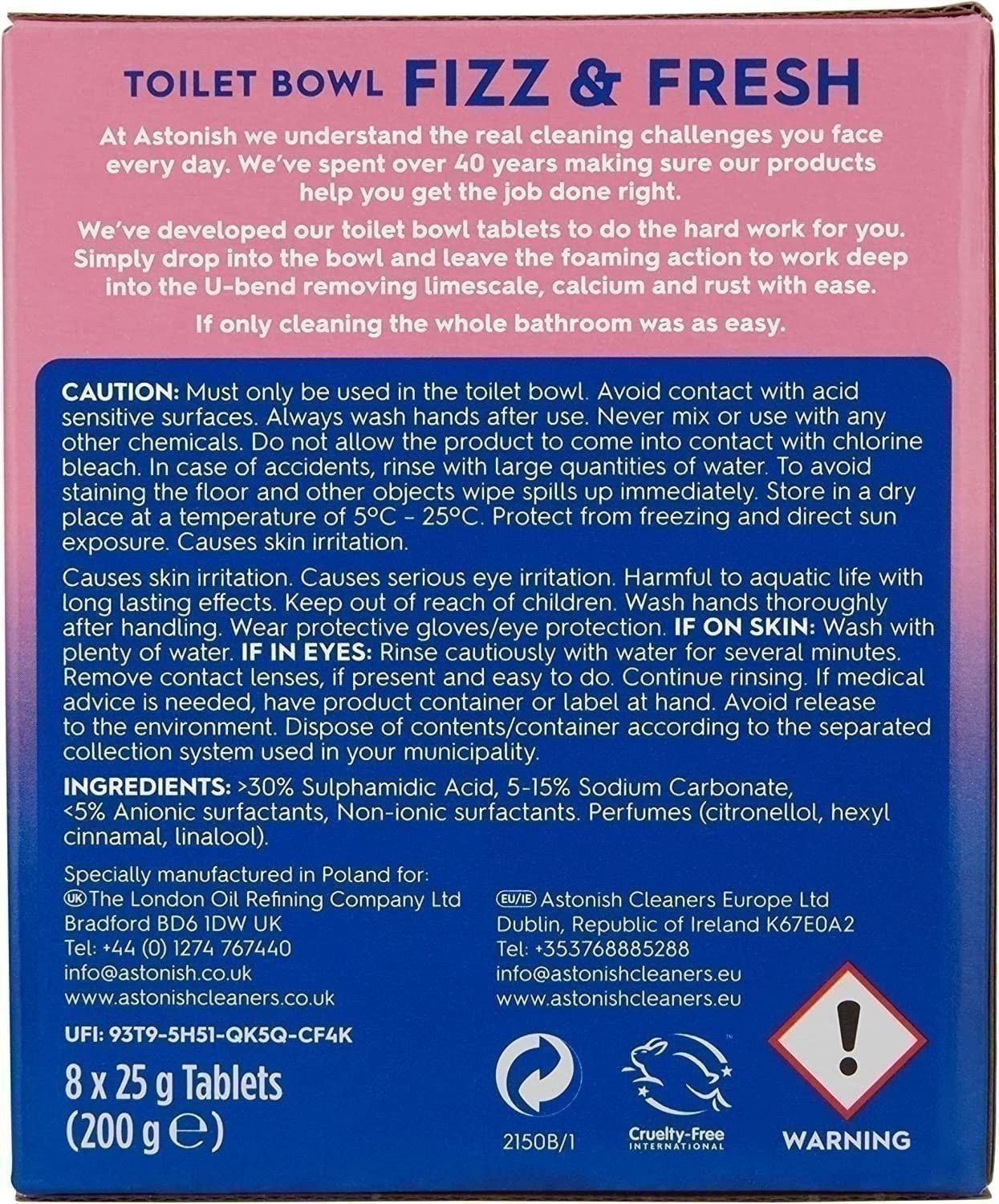 Astonish Foaming Eucalyptus Fresh Fizz & Fresh Bathroom Toilet Bowl Cleaner -…