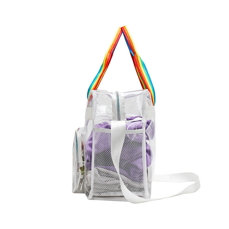 5PC Mesh Transparent Storage Bag Portable Travel Cosmetic Key Coin Zipper Purse