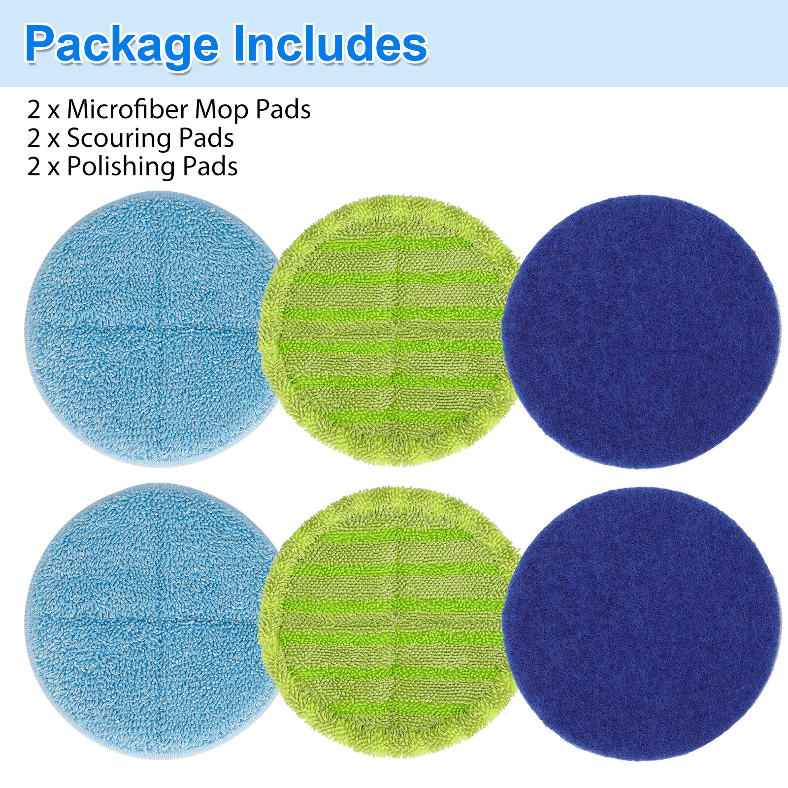 6 PCS Microfiber Mop Replacement Pads Reusable Cleaning Mat For Hardwood Floors