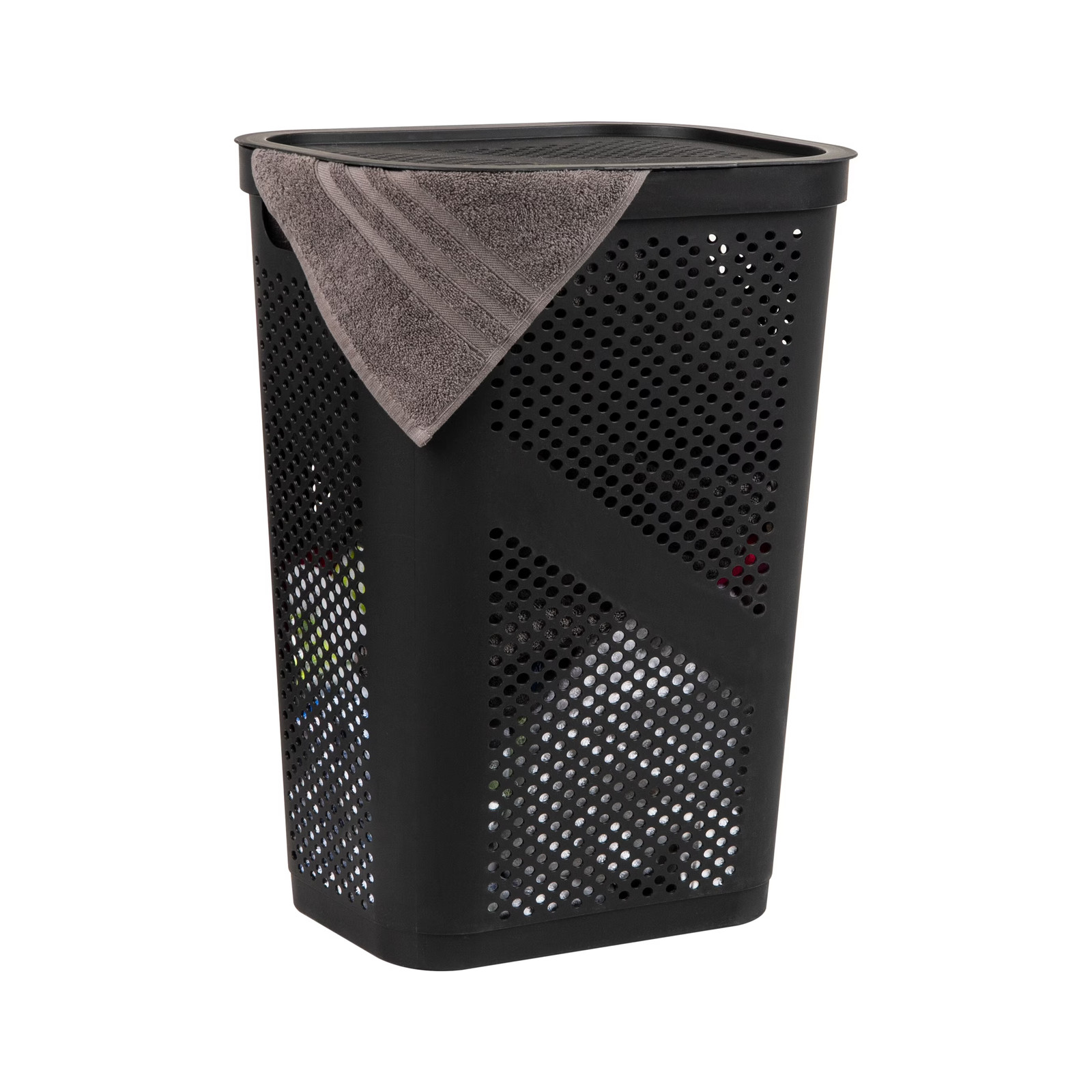 60L Slim Laundry Hamper, Lid, Ventilated, Plastic, 17.25″L x 13.75″W x 23.5″H,