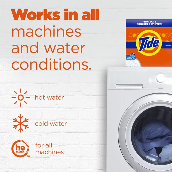 Tide Powder Laundry Detergent, Original Scent, 50 oz, 44 Loads free shipping