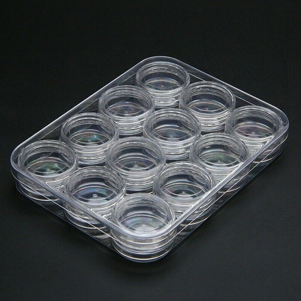 24Pc Mini Clear Plastic Beads Storage Boxes Containers Bottles Jars w/ Screw Cap