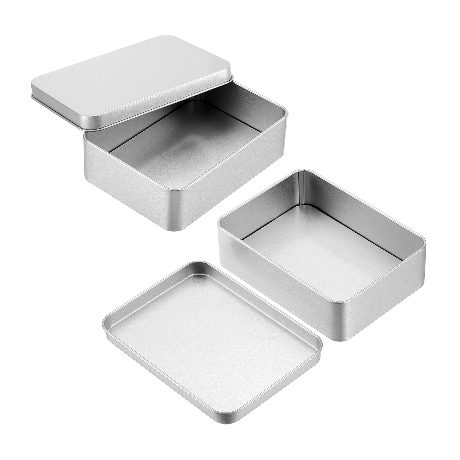 2 Pcs 5.1 x 3.7 x 1.4 Inch Rectangular Storage Tins Box with Lid