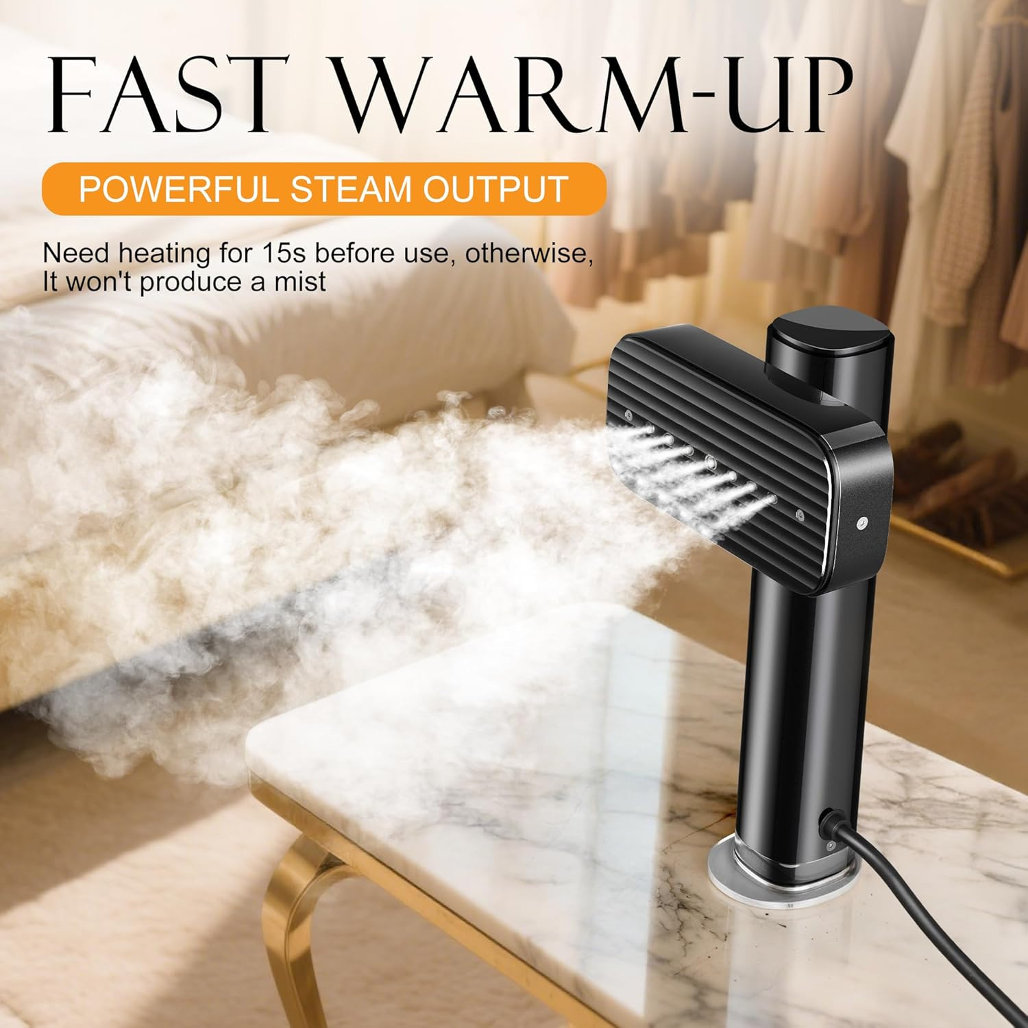 Portable Handheld Clothes Steamer – Fast Heat, Travel-Friendly, 90ml Tank