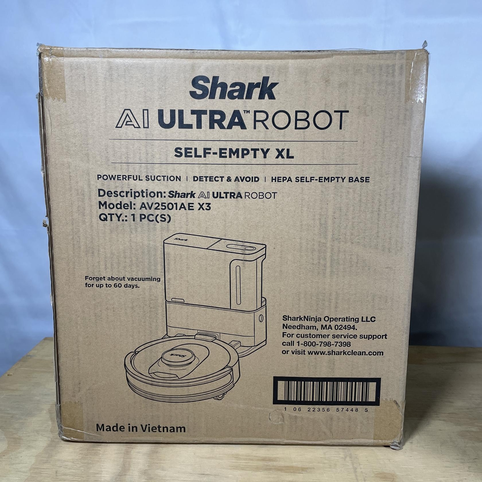 Shark AV2501AE X3 AI Ultra Robot Vacuum and Power Base Wi-Fi Connected, Black