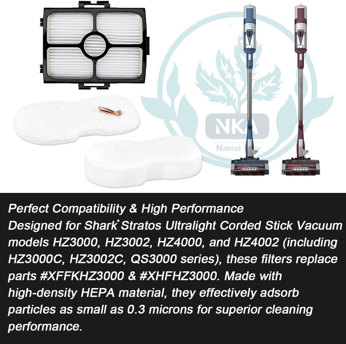 HZ3002 Vacuum Filters Replacement for Shark Stratos Ultralight Corded Stick