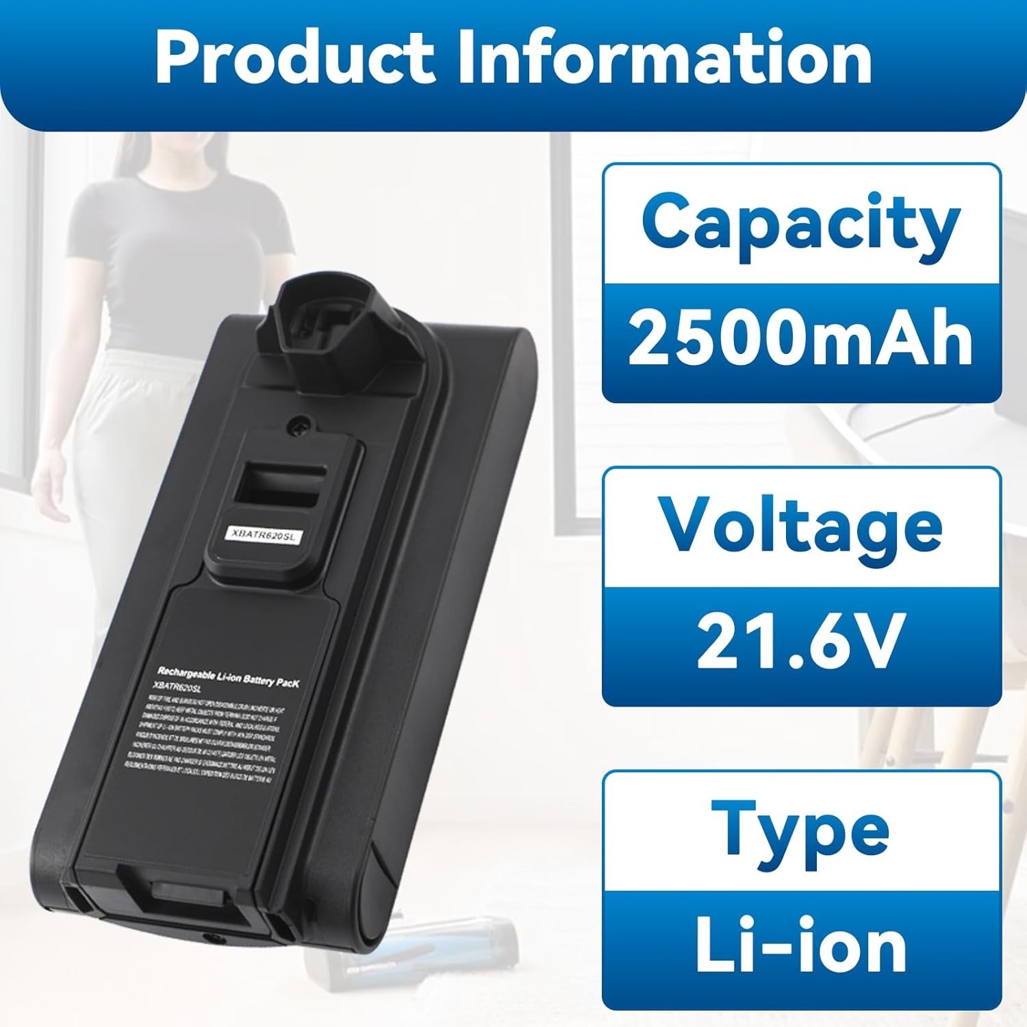 for Shark XBATR620SL Battery IZ540H, IZ562H, UZ565H,LZ500 2.5Ah 21.6V – NEW