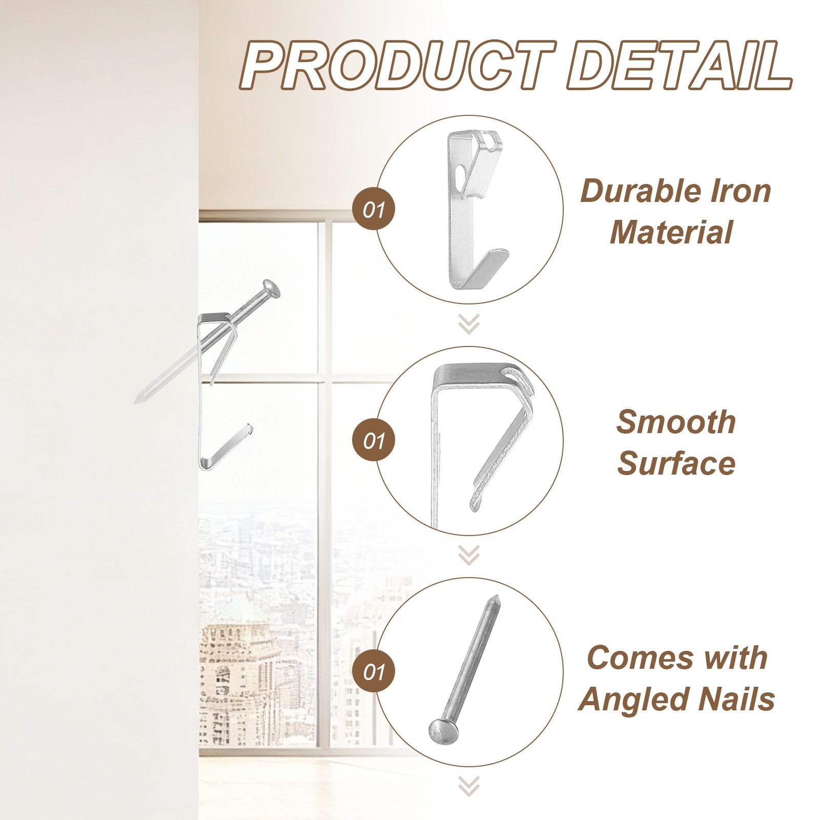 14Pcs Picture Hangers 10lbs Picture Hanging Hooks Silver