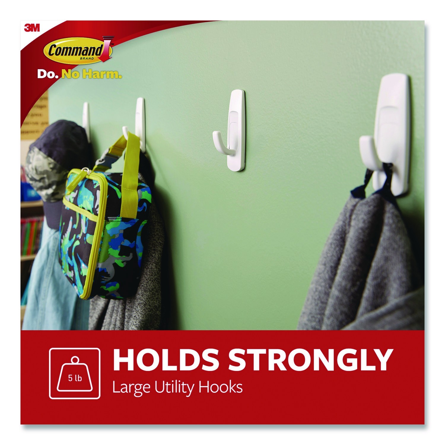 3M Command Damage-Free Hanging 12 Large Utility Hooks with 18 Large Strips 5lb
