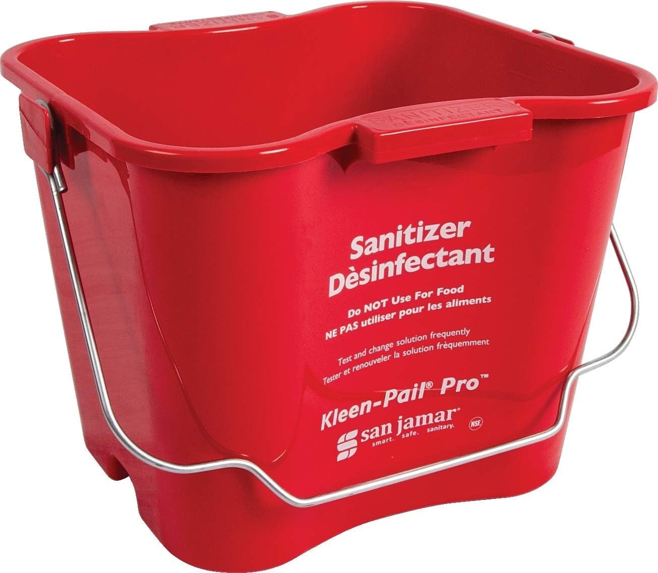 Sanitizer Pail Cleaning Bucket 6 Quarts Red with Bail Handle Commercial Use