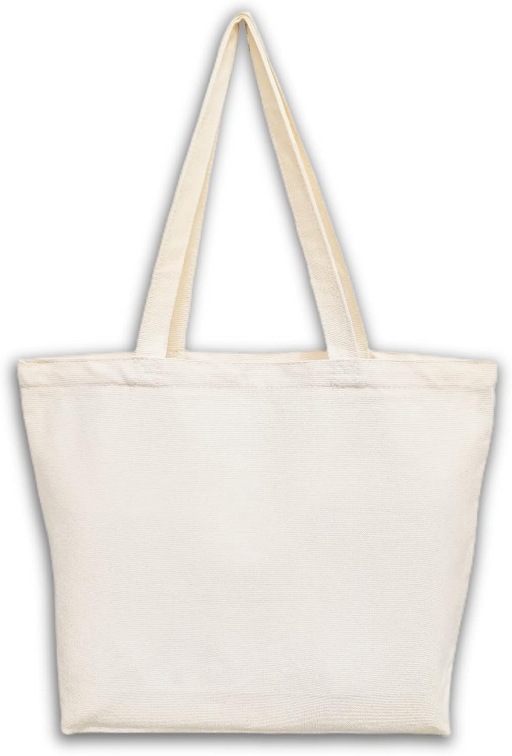 Canvas Tote Bag, Pockets, Zipper, Durable, Lightweight, Cotton Shopping Cloth