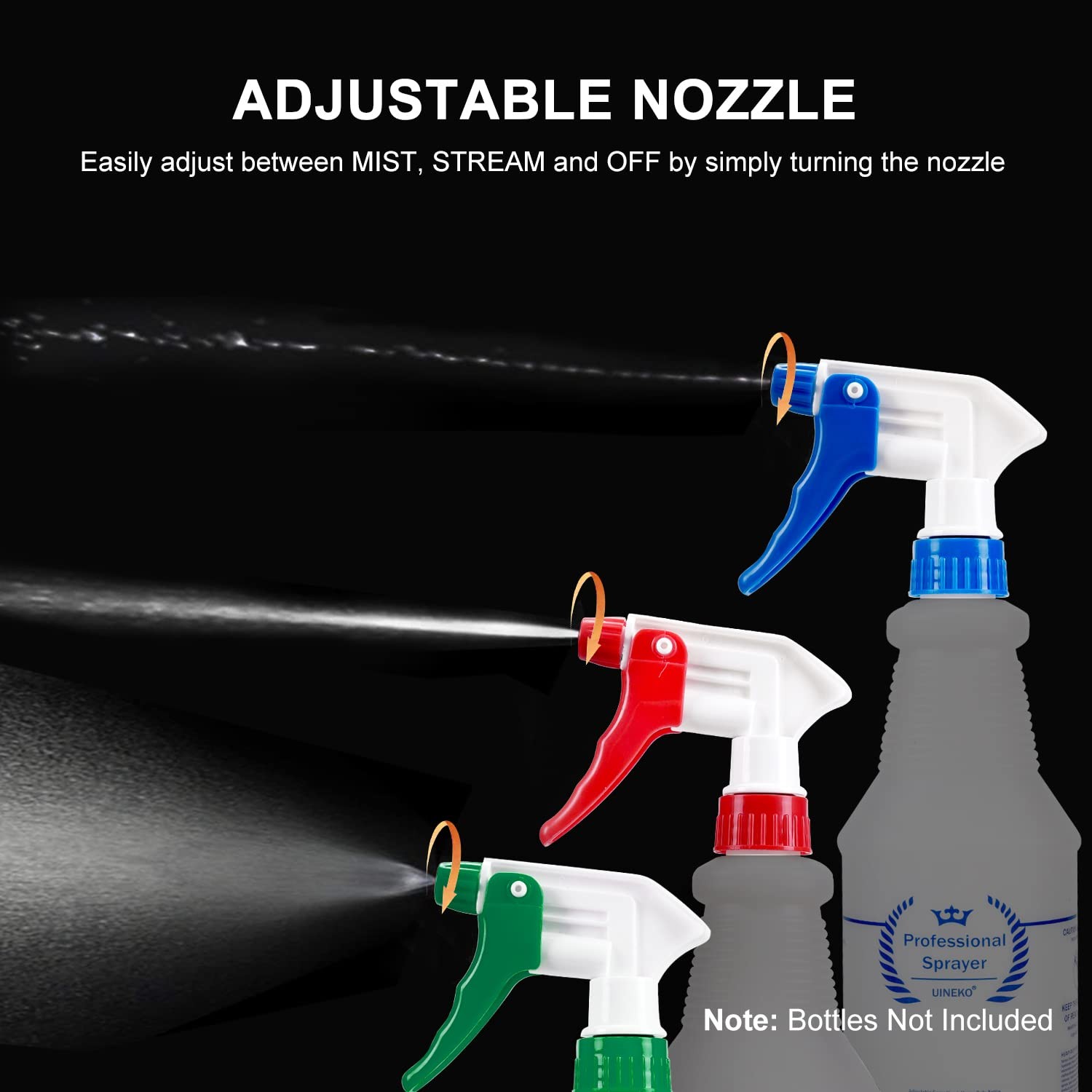 6 Pack Universal Spray Bottle Replacement Nozzle, Mist & Stream Trigger Spray…