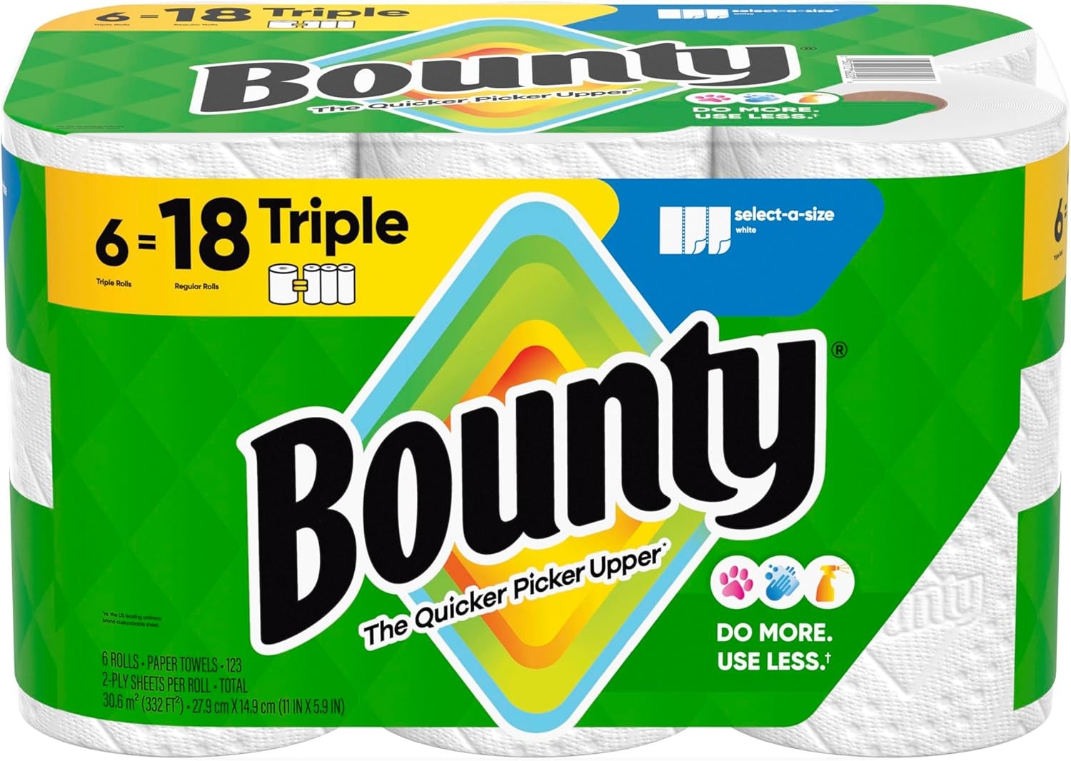 Bounty Paper Towels Select-A-Size White, 6 Double Rolls, 82 Sheets per Roll