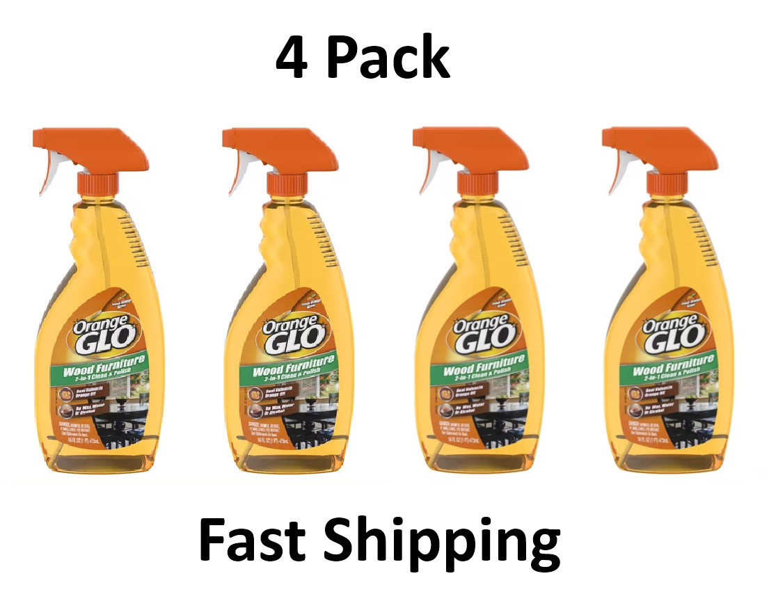 Orange Glo Wood Furniture 2-in-1 Clean & Polish Spray, 16 oz Pack of 4