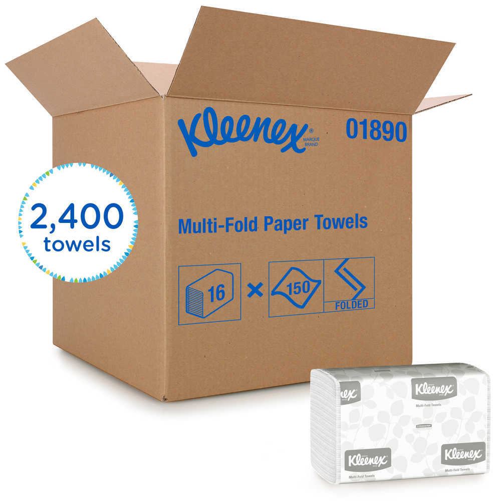 Kleenex Paper Towels Multi-Fold 1-Ply 9.3 X 9.4 Inch Soft Case of 2400