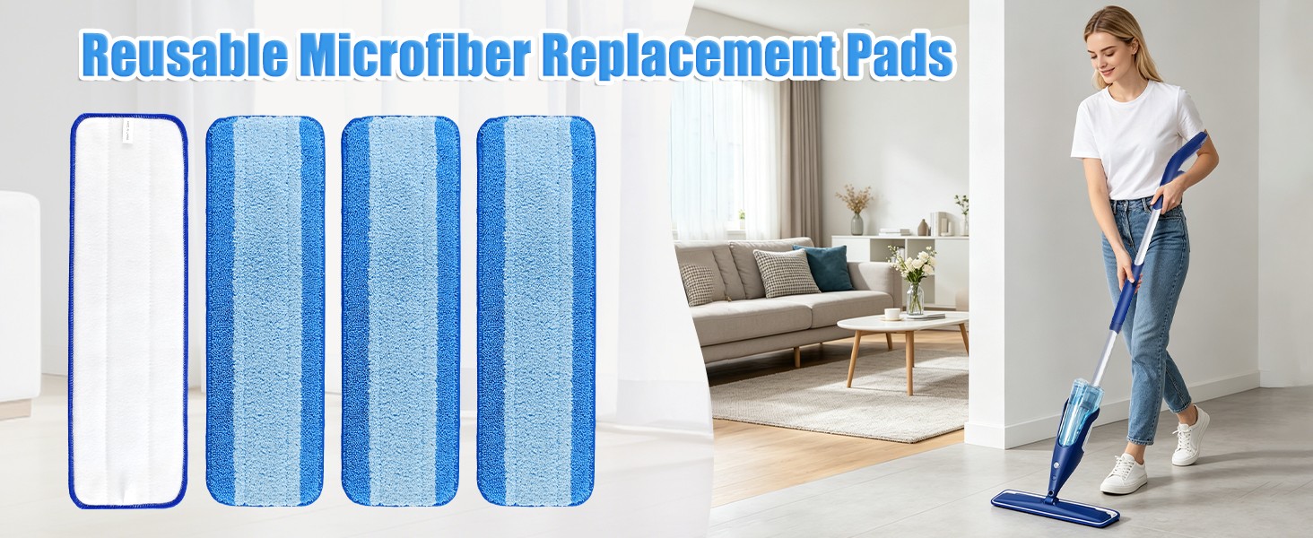 4 Pack Mop Replacement Pads Compatible with Bona Mop,Microfiber Cleaning Pad for