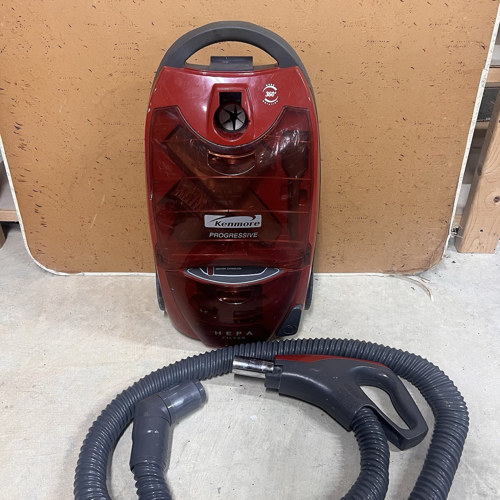 Kenmore Progressive 116 True HEPA 360 Canister Vacuum Canister Red And Hose