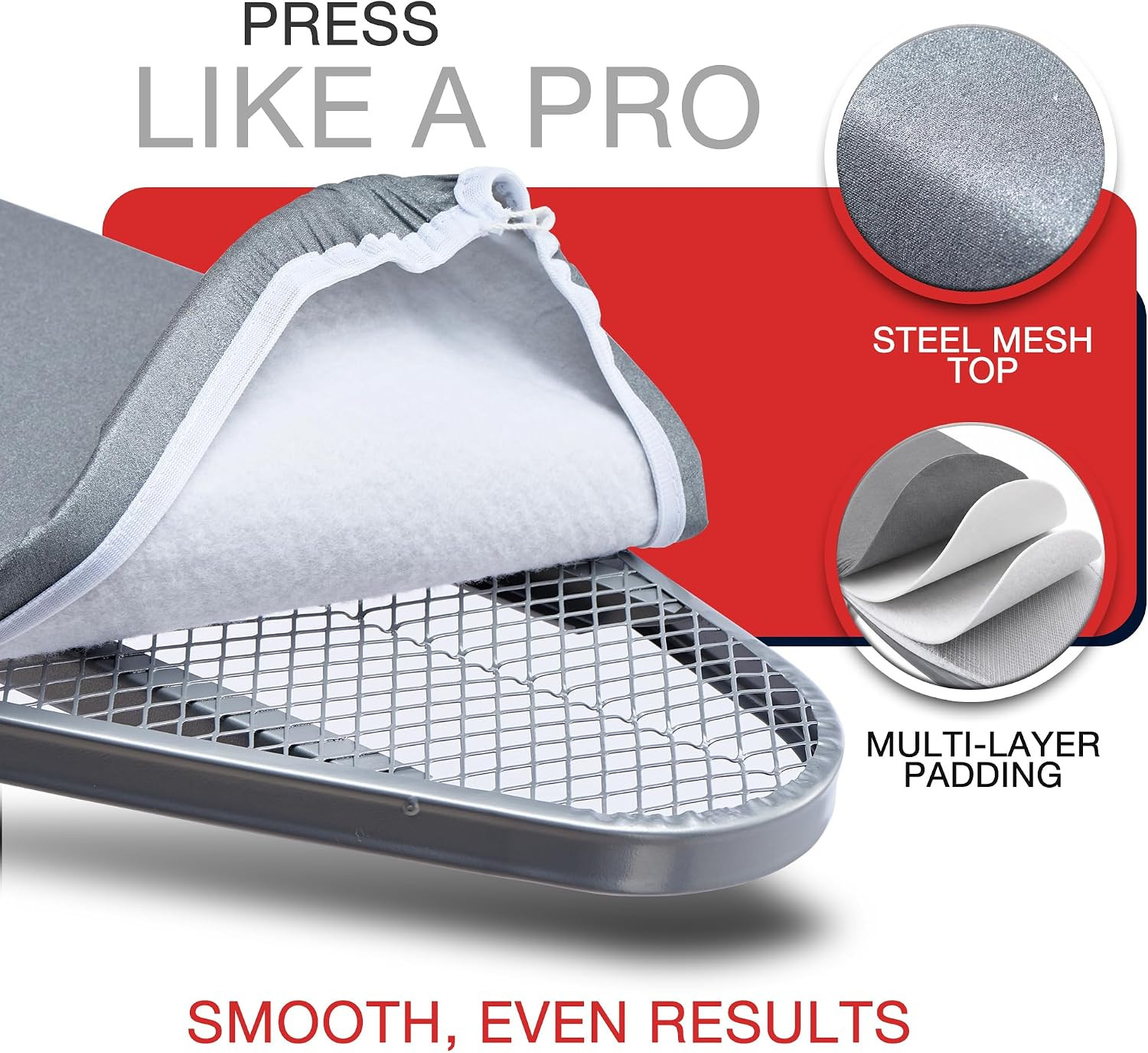 Full Size Ironing Board, Sturdy Frame, Heat Resistant Cover, Iron Rest | Stable