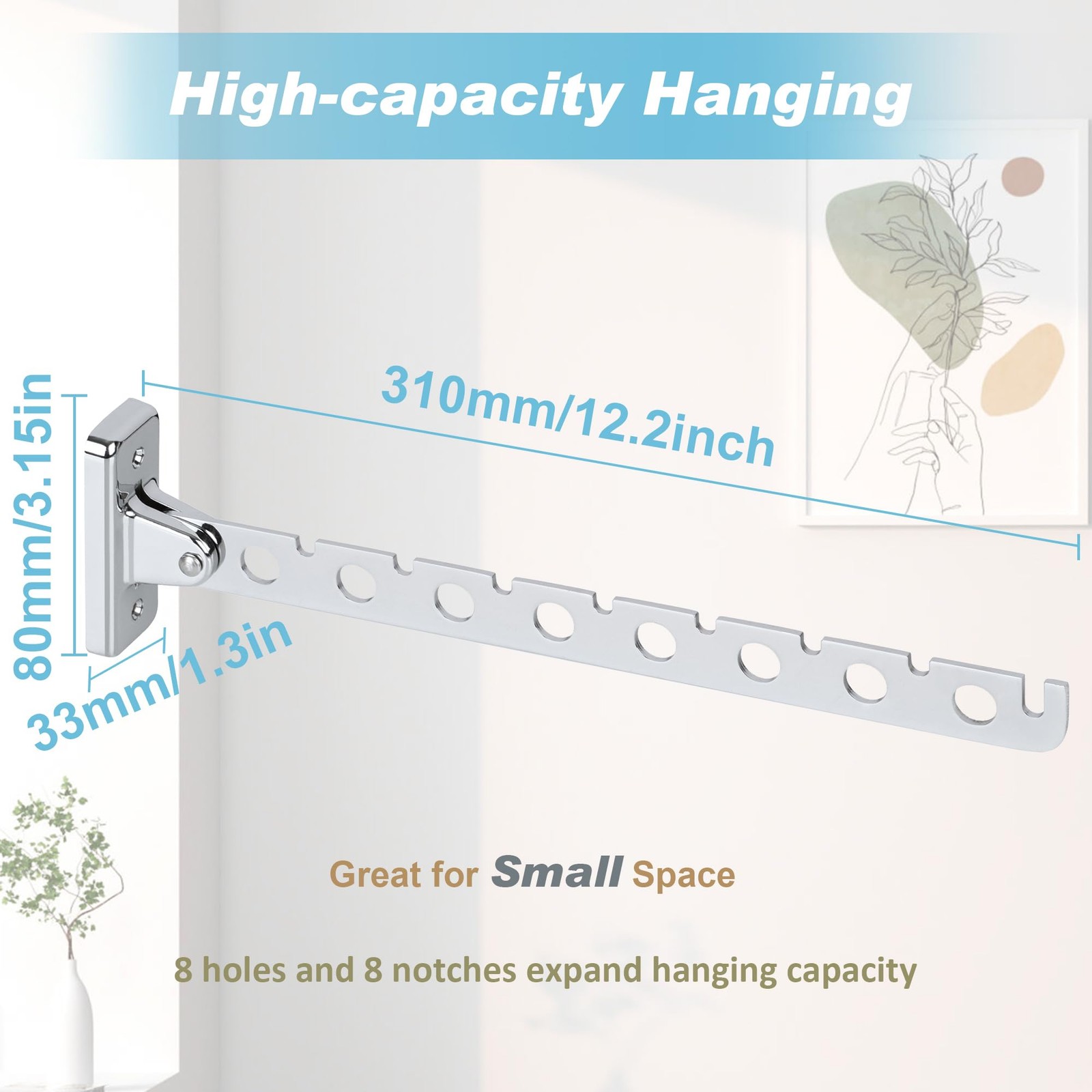 folding Clothes Hanger Rack Stainless Steel Wall Mounted Drying Rack Space Savin
