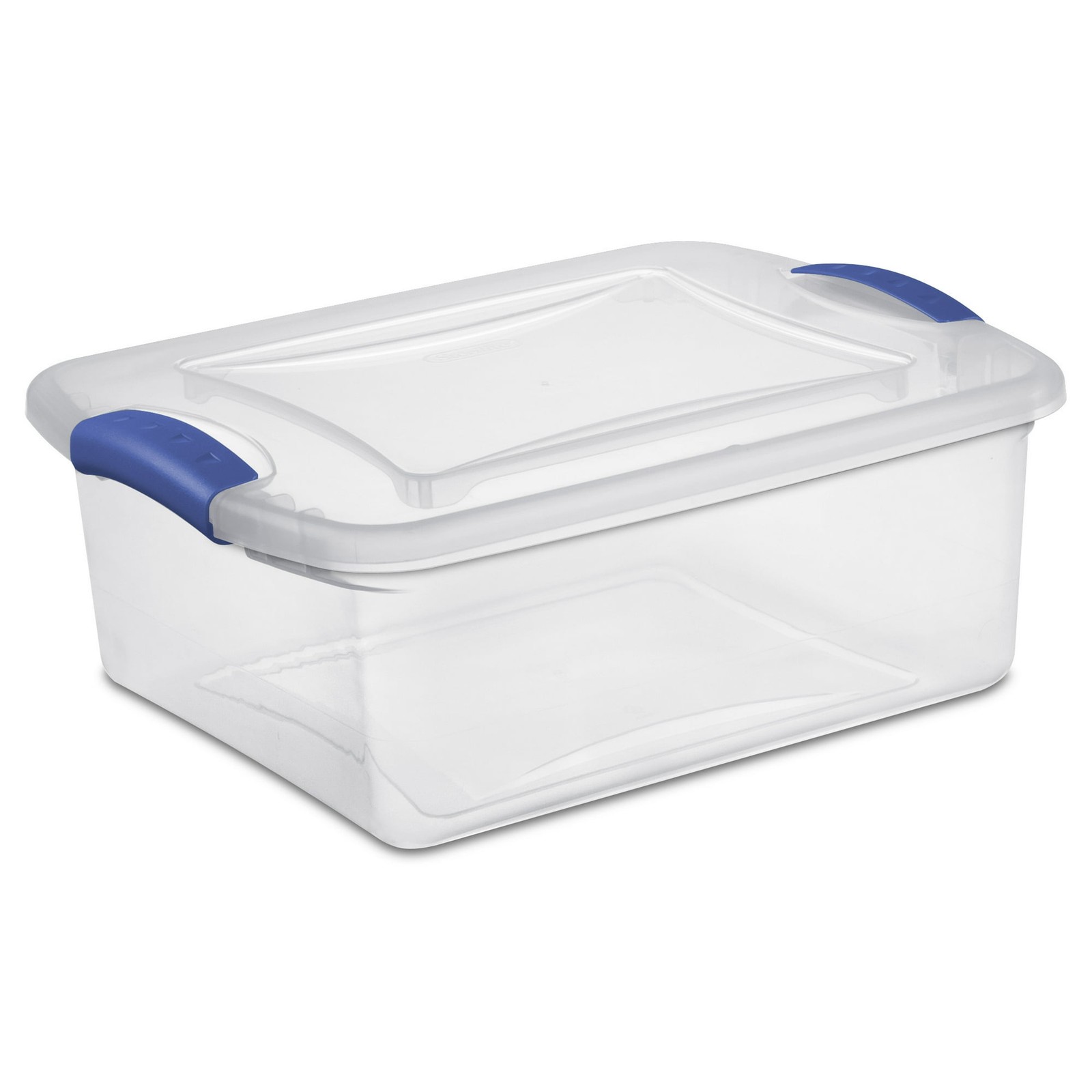 (3 pack) Sterilite, 15 Quart Clear Storage Bin, Latch Box Storage Container,Blue
