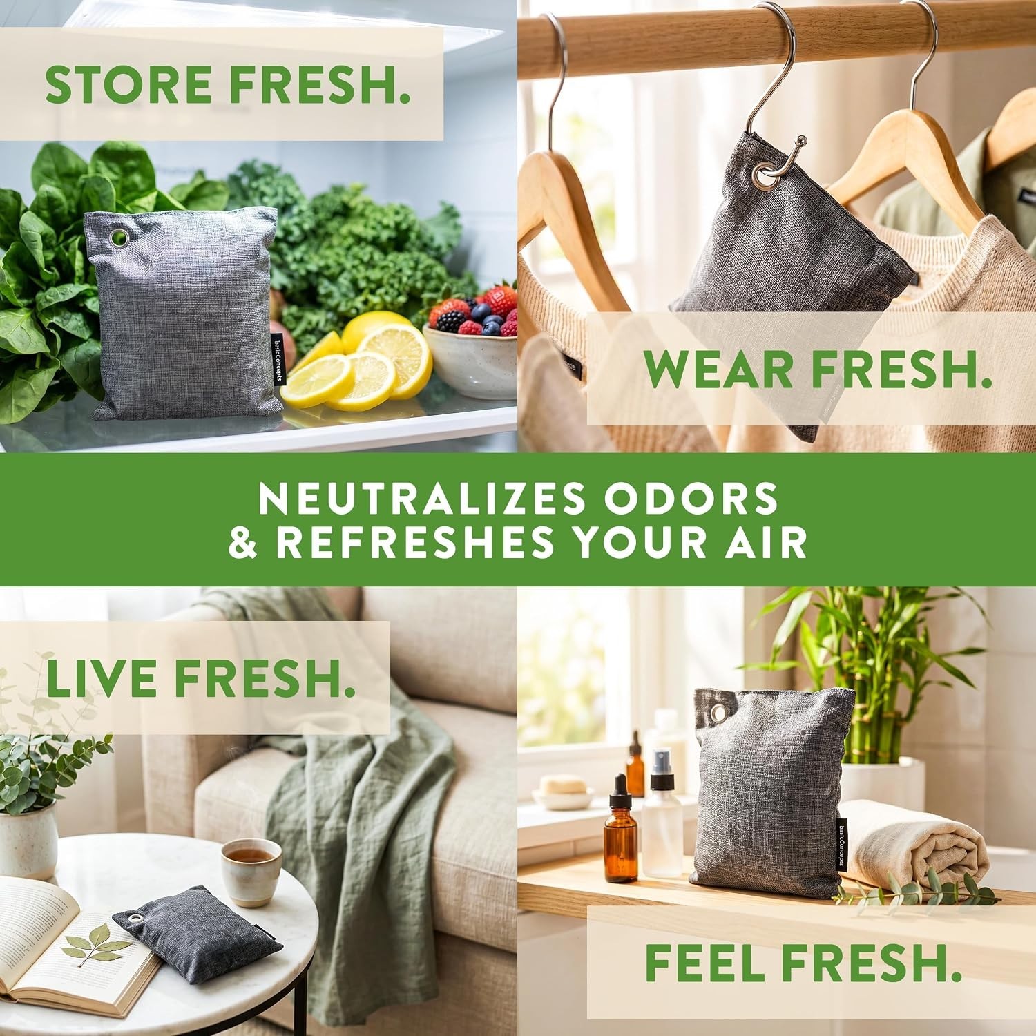 Ultimate Charcoal Odor Eliminator – 6x 100g Reusable Bamboo Bags for All Spaces