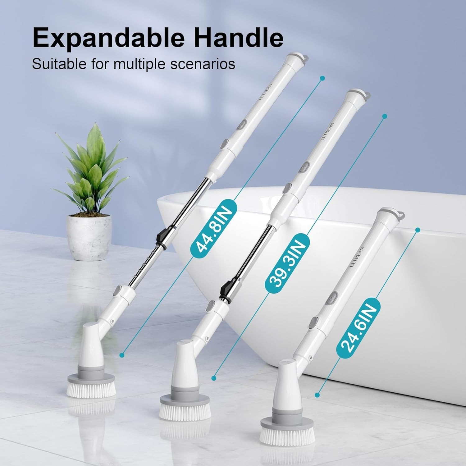 Rechargeable Electric Spin Scrubber for Tub, Tile & Floor with Adjustable Length