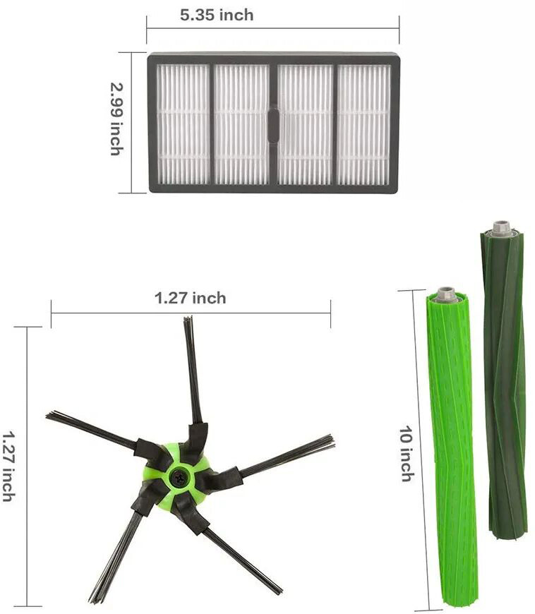 Replacement 3 Filters & 3 Side Brushes for iRobot Roomba s9 3 Dirt Bags 2 Roller