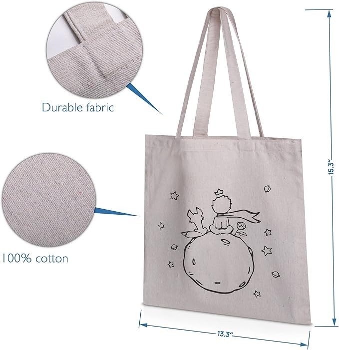 White Reusable Tote Bag Grocery Cotton Lightweight Eco Bag Unisex Dreamer Bag