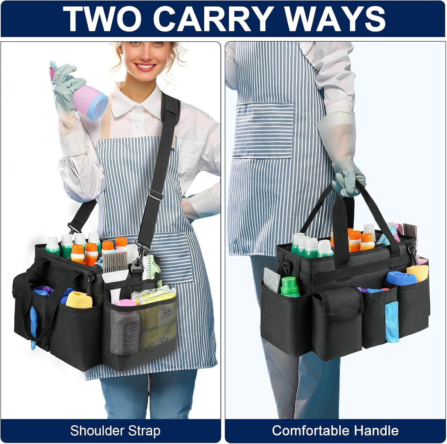 Cleaning Caddy,Cleaning Bag for Housekeepers,Cleaning Supplies Organizer with…