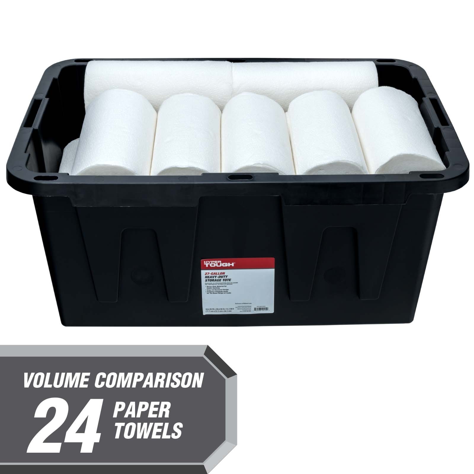 (4 Pack) Hyper Tough 27 Gallon Storage Bin Snap Lid Heavy Duty Plastic Black Red