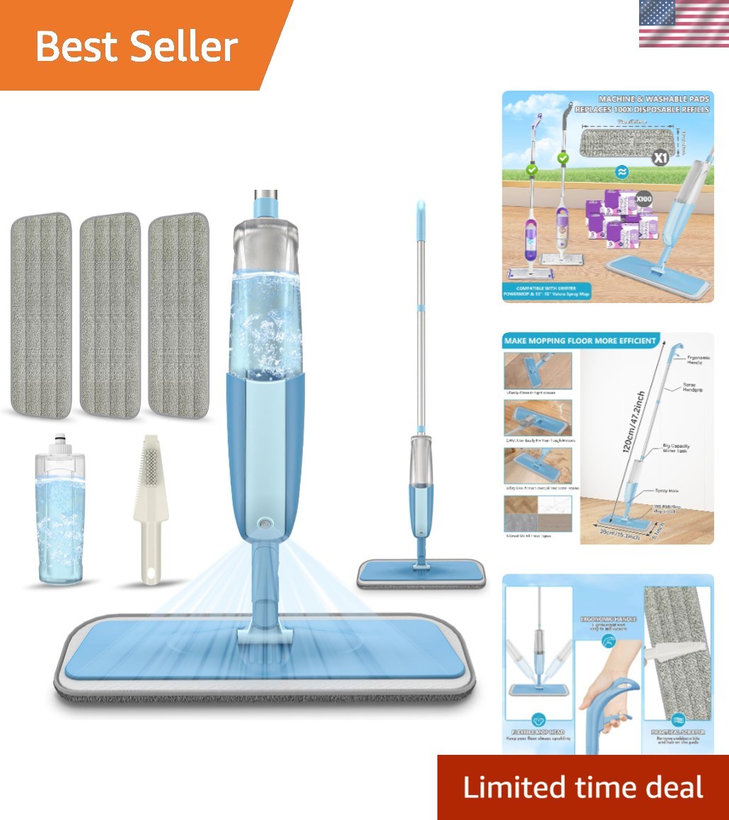 Professional Quality Spray Mop for All Floor Types – Washable Pads Included