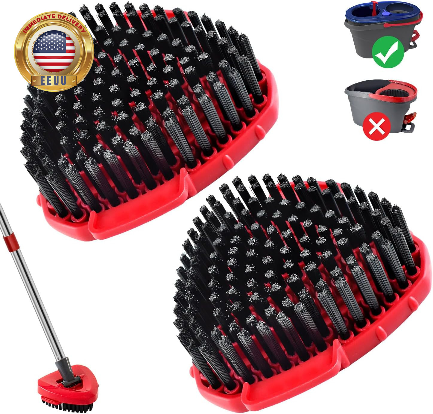 2 Pack Upgrade Scrub Brush Replace Heads Compatible with O Cedar Easywring Rinse