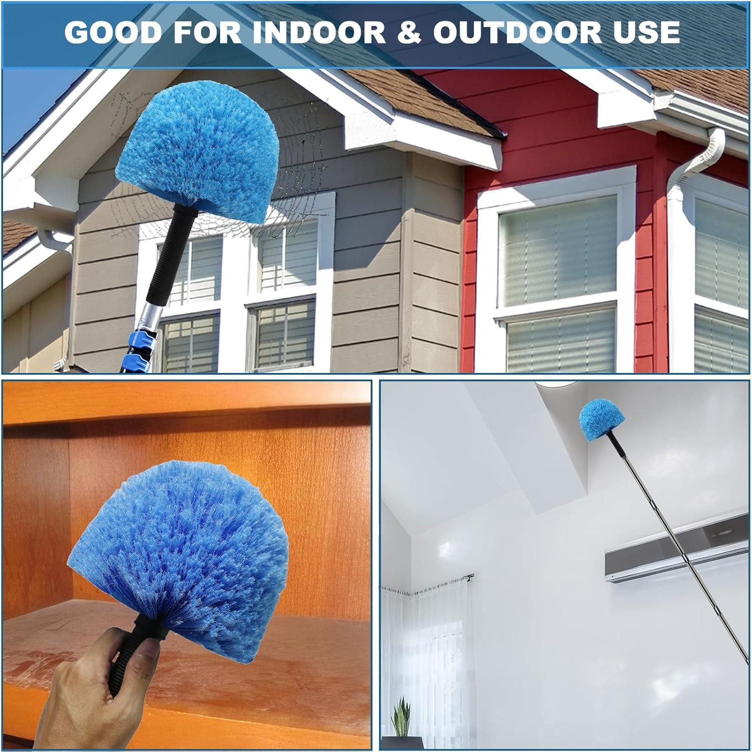 2 Pack Robust Cobweb Duster Head Brush – Superior Twist-On Web Cleaning Tool – S