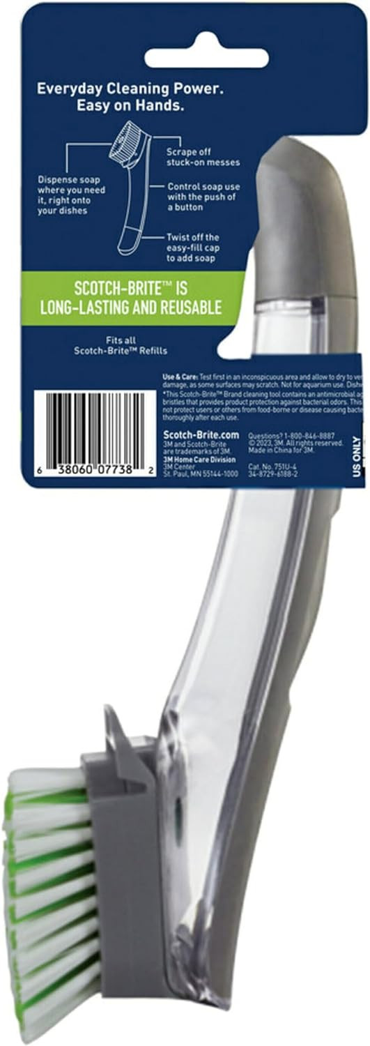 Scotch Brite Dishwand Brush Gray Soap Control Scrubber For Nonstick Cookware