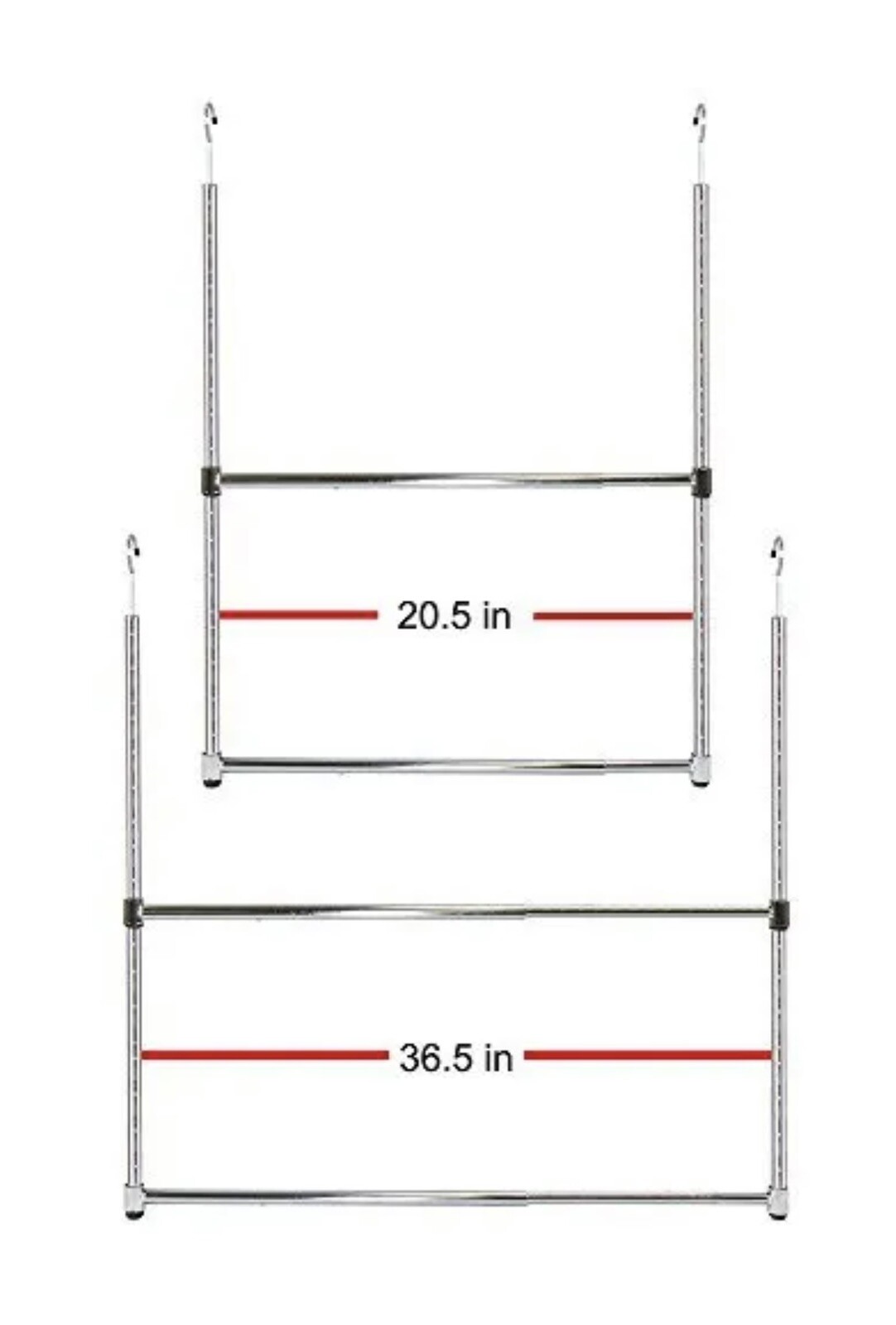 Open Box Oceanstar 2-Tier Portable Adjustable Rod Closet Hanger 23 in Chrome