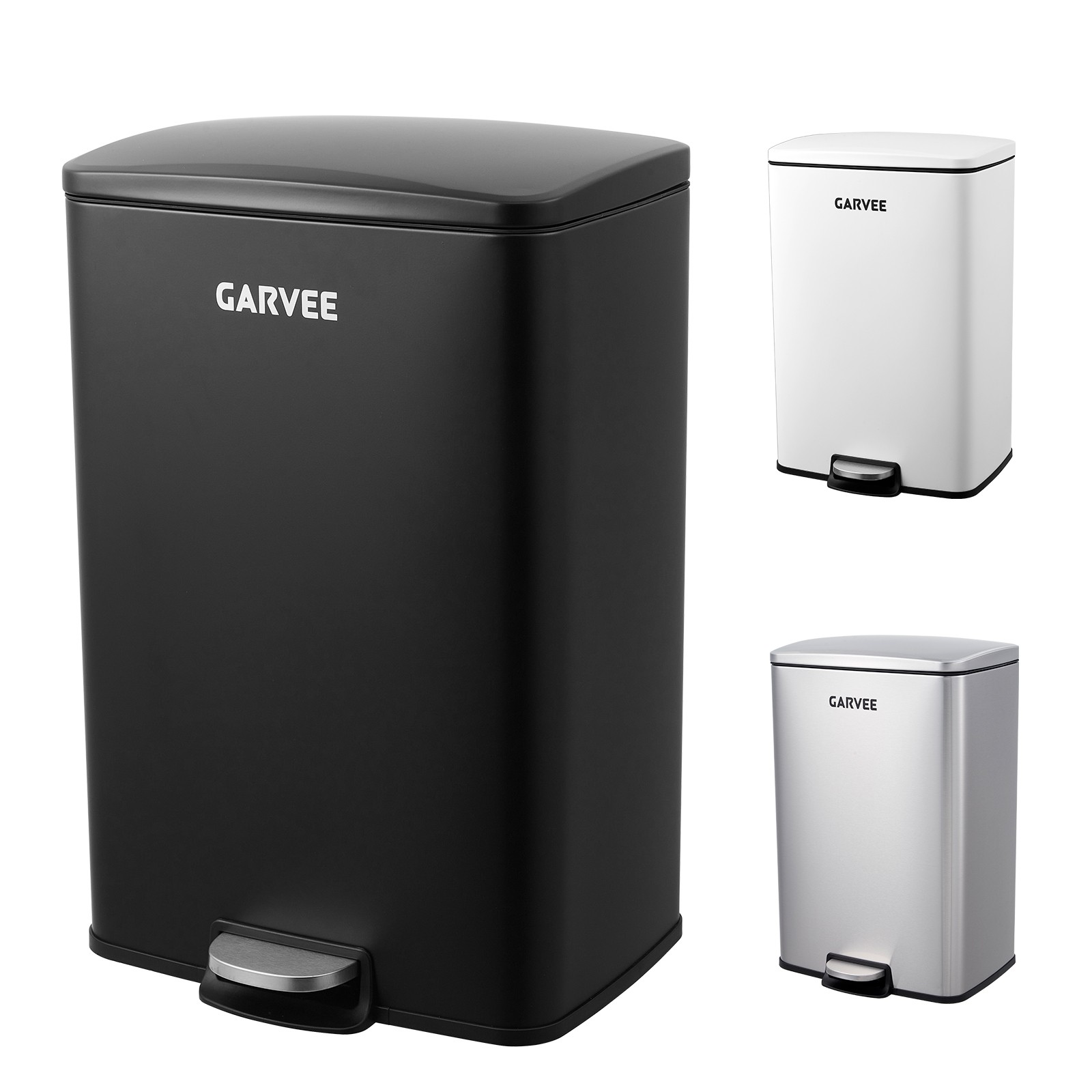 Kitchen Trash Can 13-Gallon (50 L) Garbage Can with Soft-Close Lid, Inner Bucket