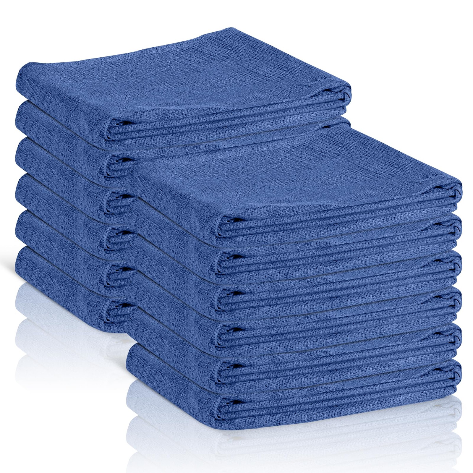 12 Pack 100% Cotton Size 15×25 Blue Cleaning Rags for Kitchen, Bar Home, Windows