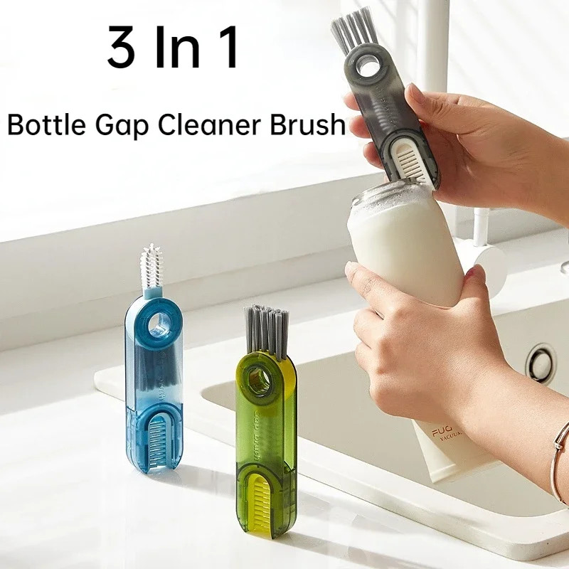 3 in 1 Bottle Gap Cleaner Brush Multifunctional Cup Cleaning Brushes Water Bottl