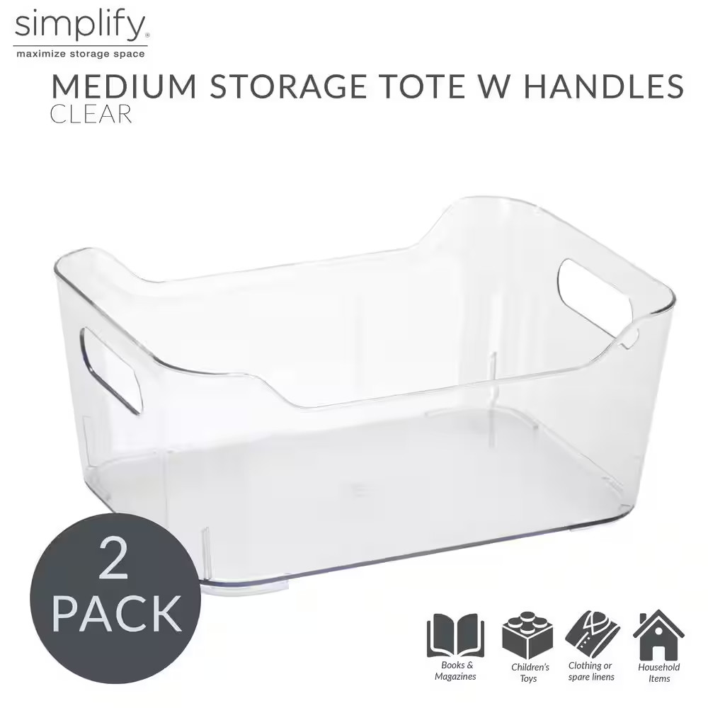 9.8 In. L X 7 In. W X 4.1 In. H 2 Pack Medium Storage Tote Bin Closet Drawer Org