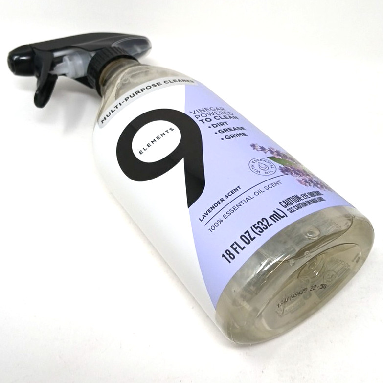 9 Elements Multi-purpose Cleaner 18 Oz Vinegar Powered Lavender Scent NEW