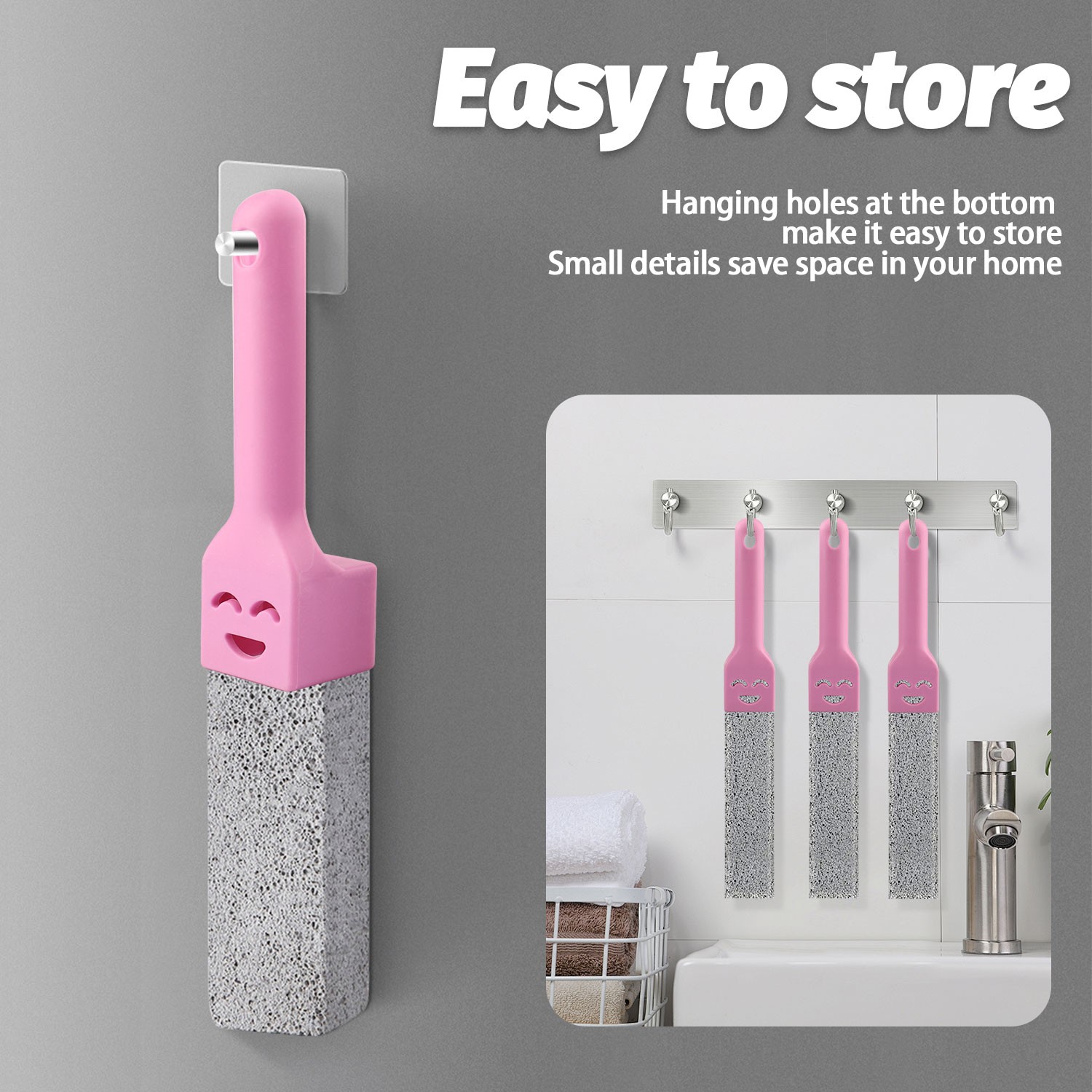 5Pcs Bathroom Pumice Stone Toilet Brush Kit Rust Limescale Remove Cleaning Tools