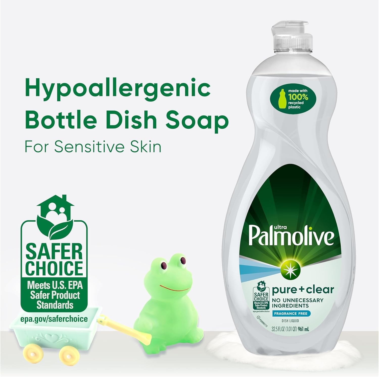 Palmolive Ultra Dishwashing Liquid Dish Soap, Pure + Clear Fragrance Free – 32.5