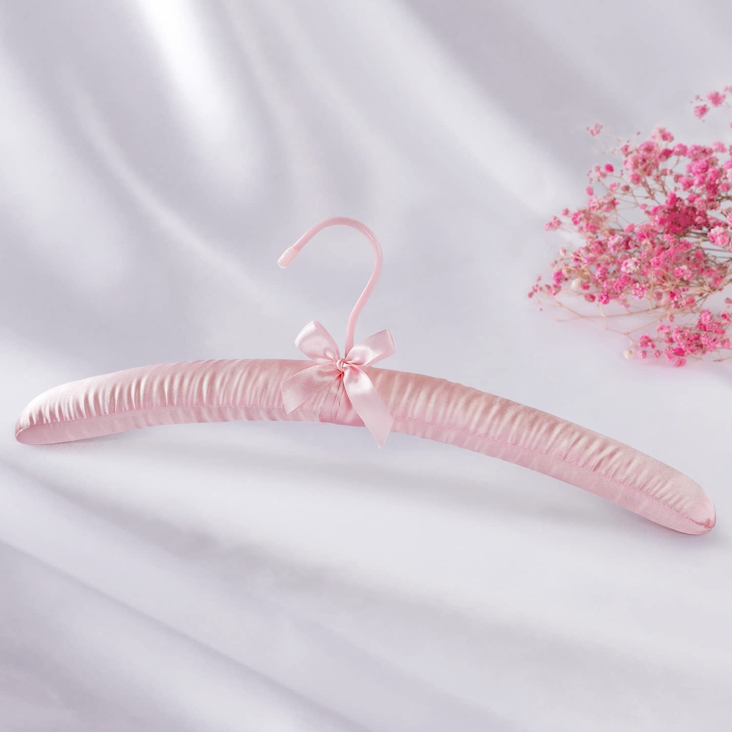 TOPIA HANGER Satin Padded Hangers for Women Clothing 17-inch 5 5 PCS, Pink
