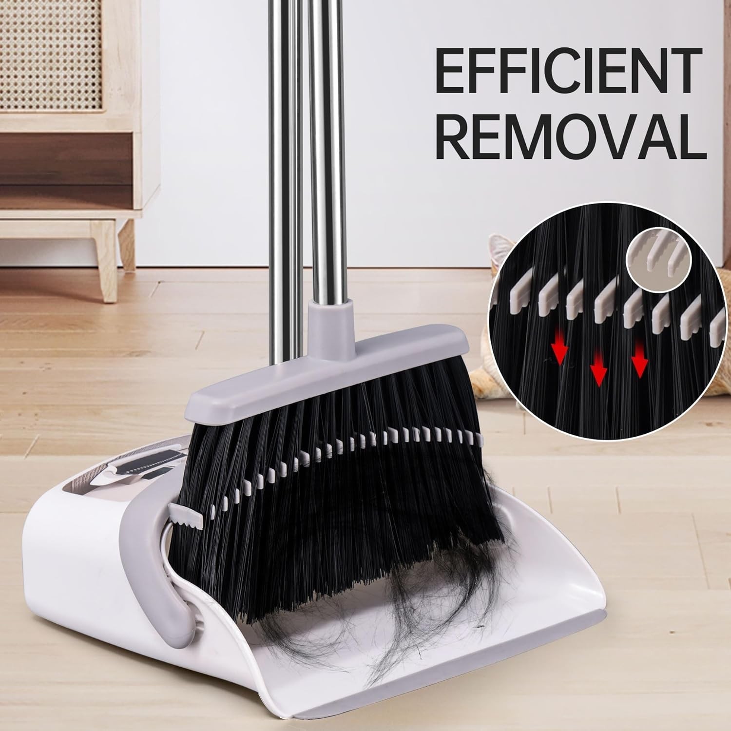 Broom with Dustpan Combo Set, Hand Broom and Dustpan Set for Sweeping Indoor …