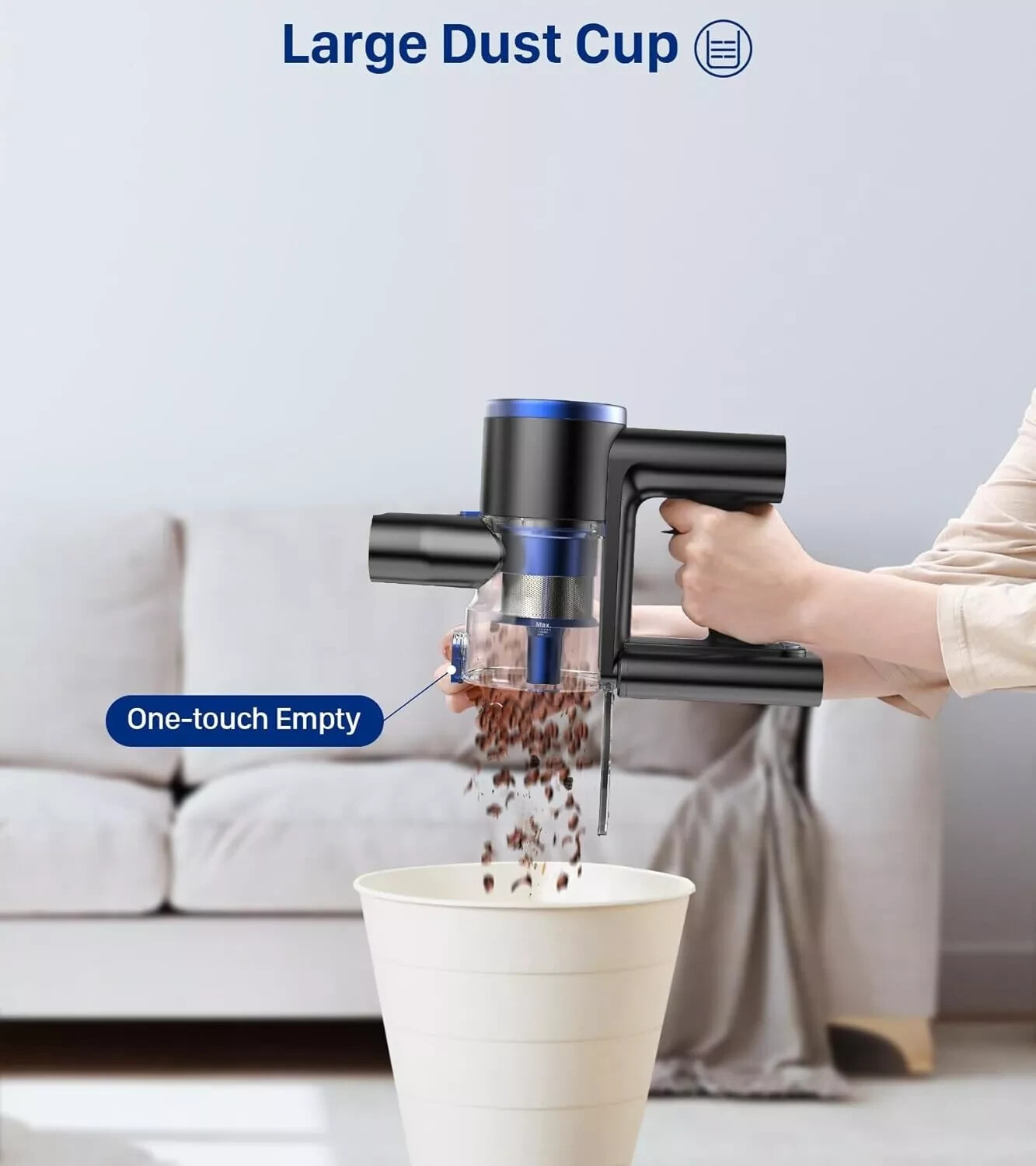 MIBODE Cordless Stick Vacuum, 45Min Runtime, For Hard Floor Carpet Pet Hair ME02
